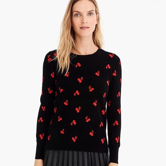 J.Crew cashmere cherry sweater: Medium Camel color with pink cherry 🍒 details. - Picture 5 of 8